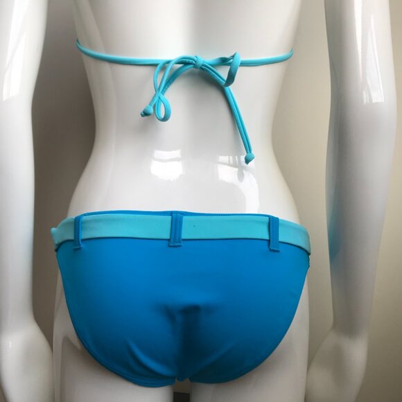 Billabong BLUE CRUSH era Vintage bikini blue belted halter top set RARE - Picture 5 of 9